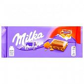 Шоколад молочный Milka миндаль и карамель 100г